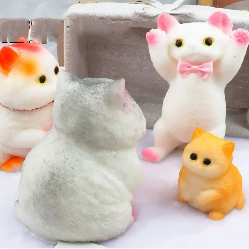 Novelty Cartoon Big Cat Doll Squeeze Toy Bow Animal Cat Shaped Squeeze Toy Colorful Cat Bell Artificial Doll Squeeze Toy Office