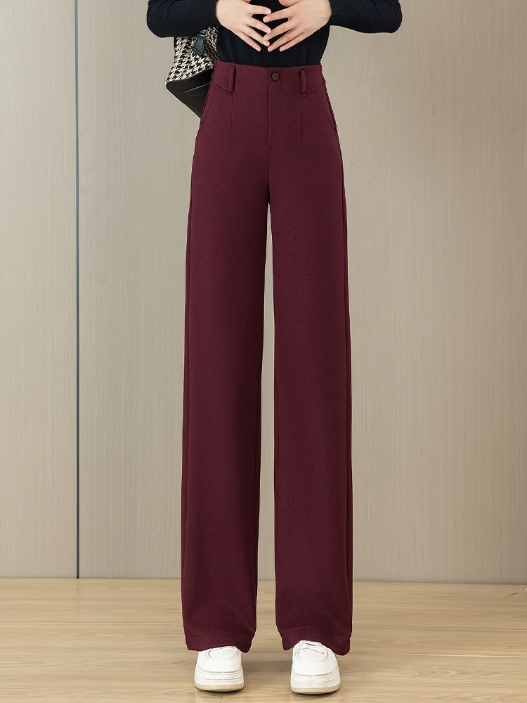 

Ankela High Waist Thickened Woolen Wide Leg Pants Women's Autumn Winter New Style Casual Straight Tube Pants Korean Style