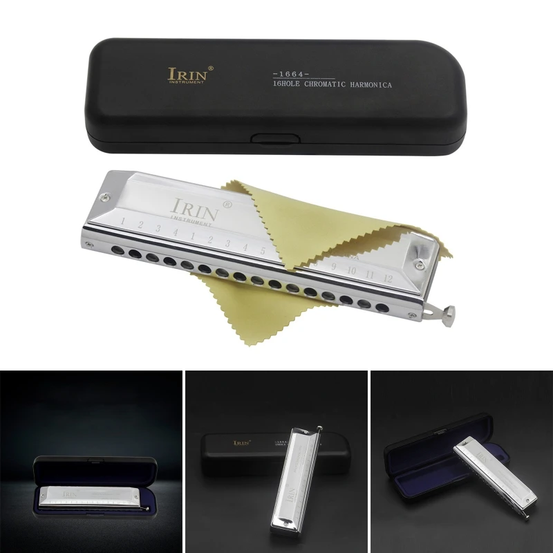 

16 Holes 64 Tones Profession Key of C Chromatic Harmonica, Mouth Organ and Professional Harmonica for Kid, Adult, Player 69HD