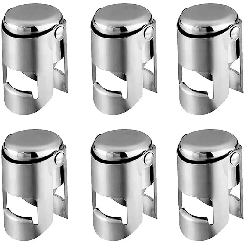 VEHO-Stainless Steel Champagne Stopper Saver Wine Vacuum Preservation Leak Proof (Pack Of 6)