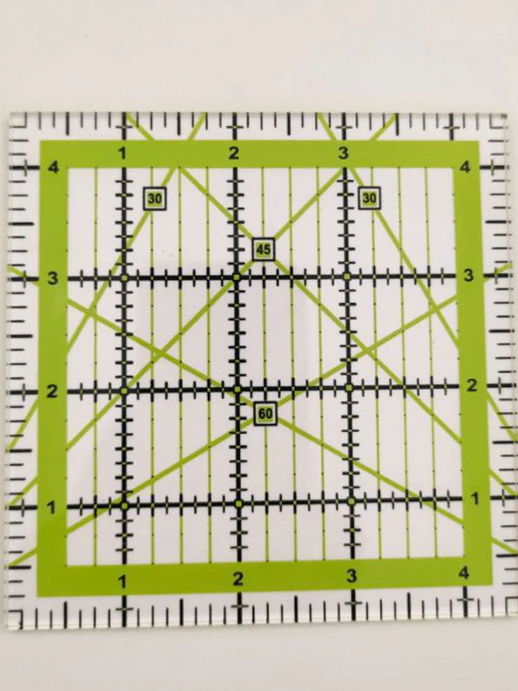 4.5/6Inch Quilting Ruler Square Acrylic Sewing Patchwork Ruler with Colored Grid Lines for DIY Crafts Fabric Cutting Ruler