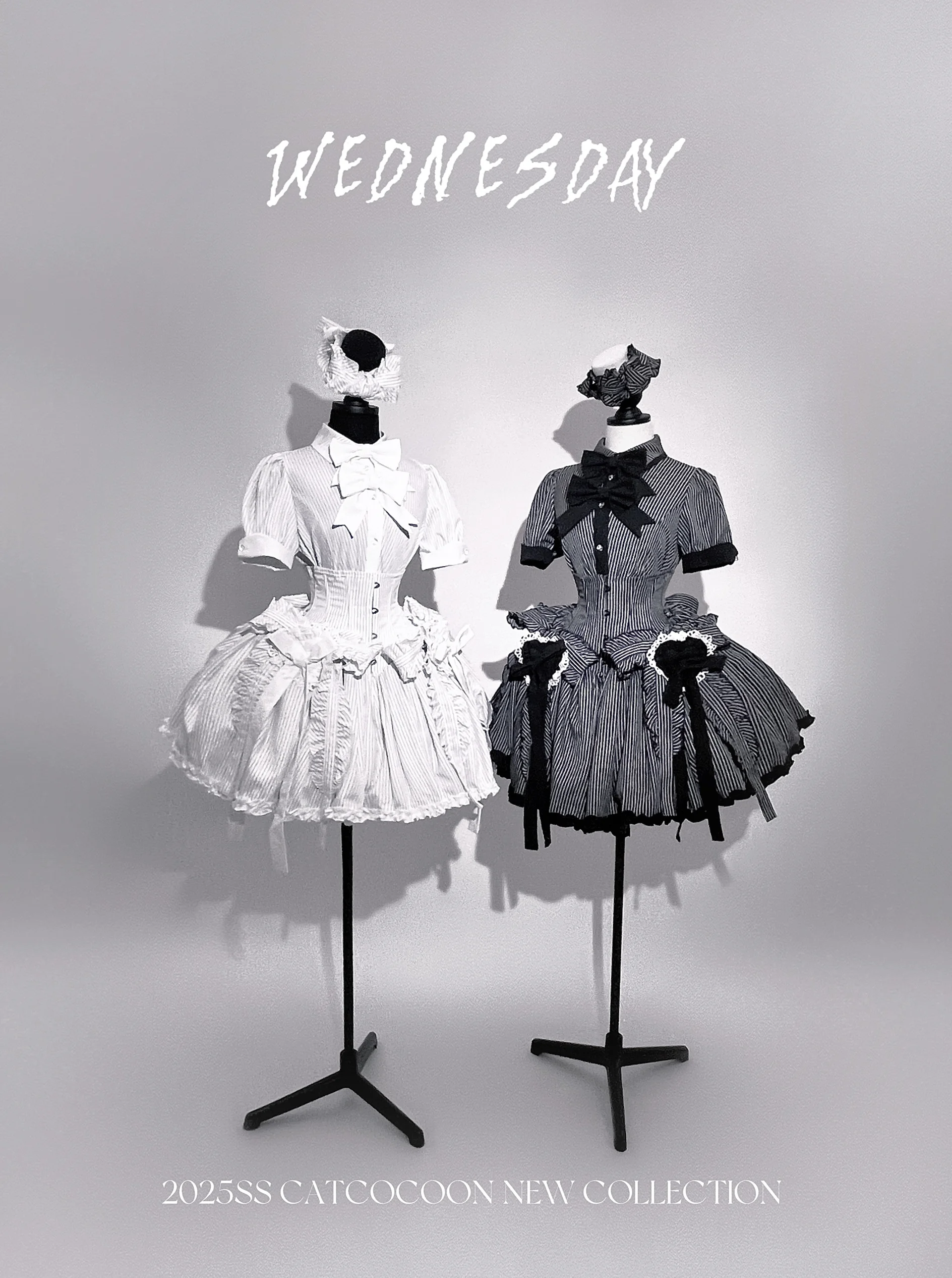 Black Gothic Subculture Dark Striped Short Sleeve Shirt Summer New Women's Slim Fit Retro Elegant Blouses Cake Skirt Cos Costume