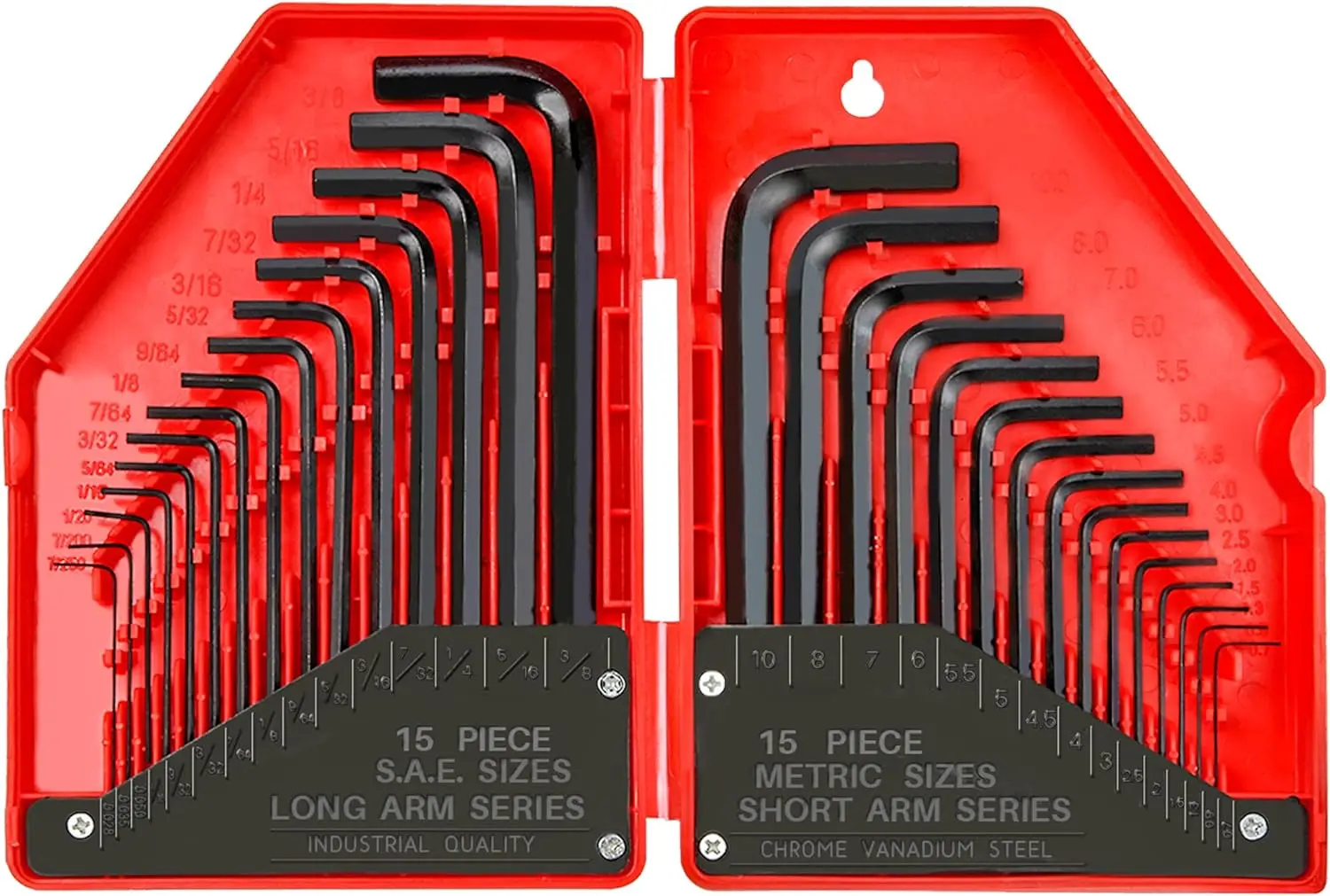 

- HN-1-001 Hex Key Allen Wrench Set \u2013 30-Piece Industrial Grade Set Tools, 1/20-3/8 inches, 1.27-10 mm, Black and Silver