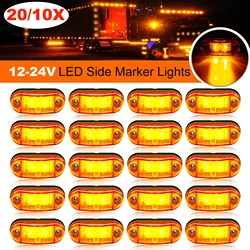 Feux de position latéraux universels à LED ovales, feu de dégagement pour remorque, camions, caravane, montage en surface, 12V-24V, 2 LED, 20 pièces, 10 pièces