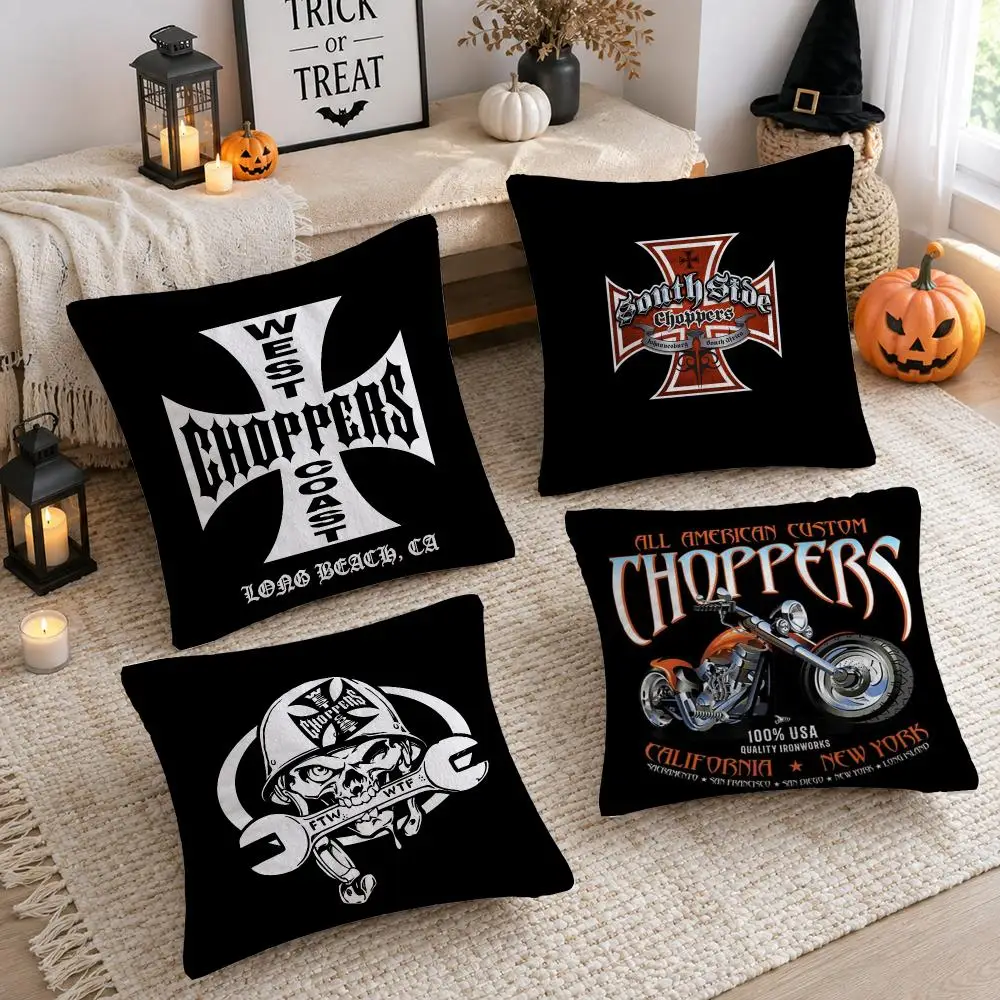W-West C-Coast C-Chopper Logo Cushion Cover Plush Decorative Pillow Case With Hidden Zipper Cutecore Room Decor For Home