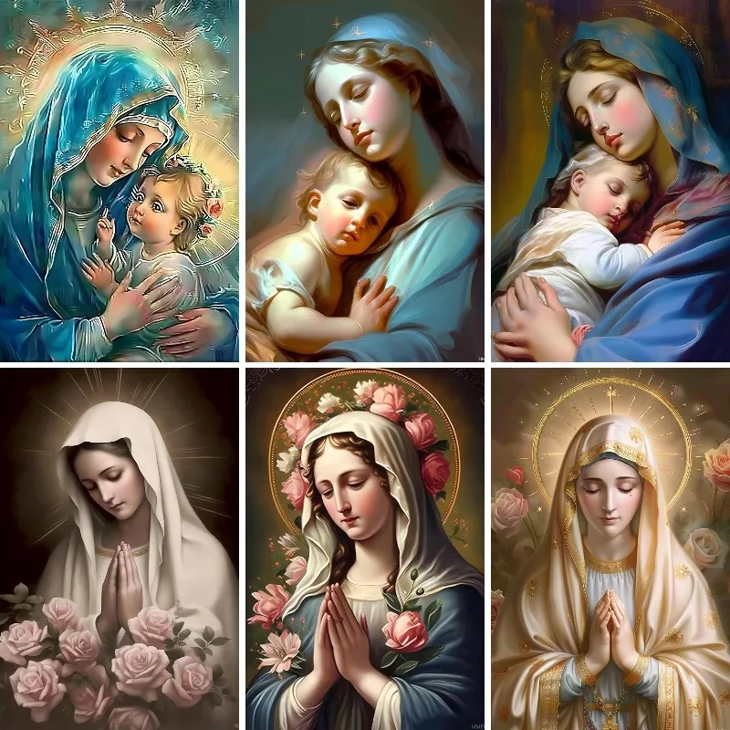 5D Religious Virgin Mary Icon Diamond Painting Kit, DIY Mosaic Art Embroidery, Full Square, Round, New Catholic Saints