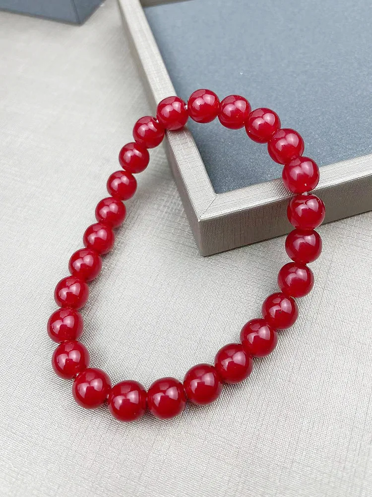 official-website Tiki 2 rupee item Anime 8mm Red Pearl Bracelet For Women Wedding Gift Jewelry Make Up Beads Pulseras