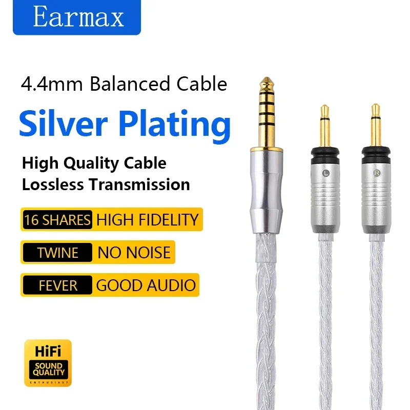 New 6N OCC 3.5mm 2.5mm/4.4mm Balanced 2*3.5mm 16 strand Earphone Cable silver plated cable For Focal Stelia GlearMG Celestee FT3