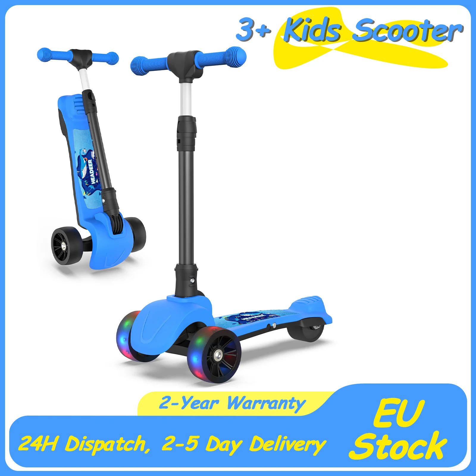 Monopattino elettrico ATSANT C2 per bambini dai 3 anni in su, monopattino pieghevole per bambini, manubrio regolabile in altezza, sterzo inclinabile, monopattino elettrico portatile per bambini,