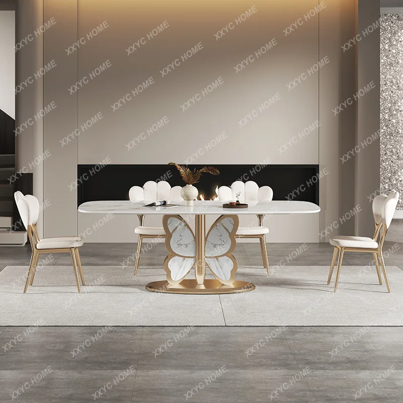 Italian Minimalist Dining Table High-End Elegant Light Luxury Creative Stone Plate Dining  Modern Minimalist Butterfly Dining