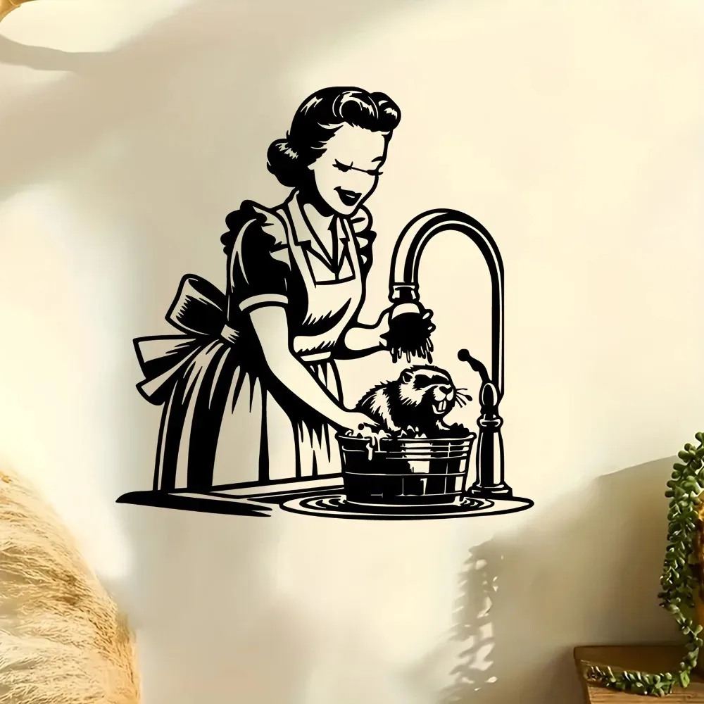 CIFBUY Wrought Iron Metal Wall Art Retro Housewife Beaver Pattern Sculpture For Rustproof Weather Resistant Indoor Hanging Decor