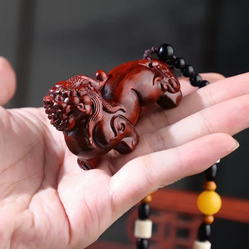 MOYU【Pterocarpus Santalinus 】 Fortunate Pi Xiu Small Ornaments Wood Carving Pieces Statue Sculpture Modern Art Office Decoration