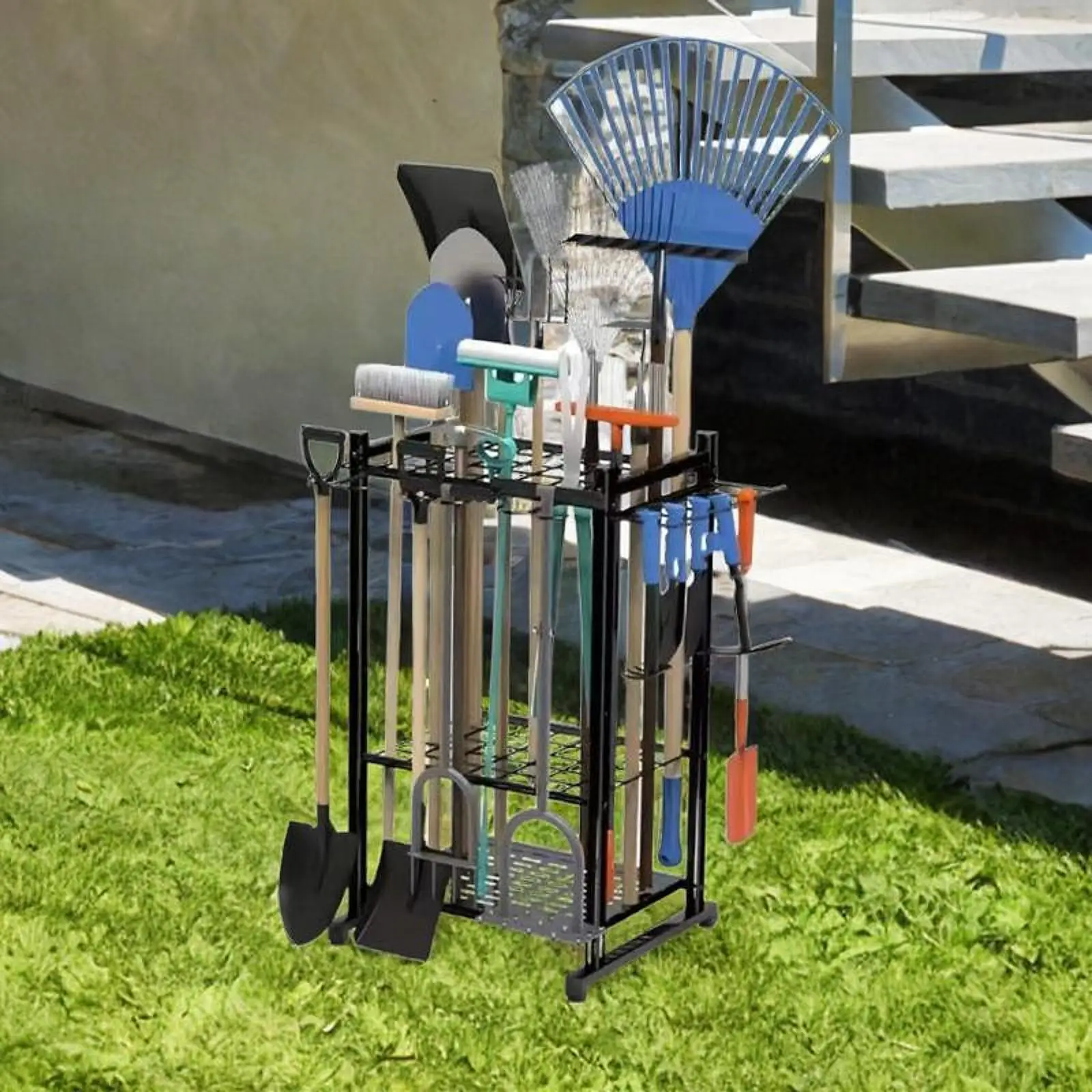 

Garden Tool Organizer, for Garage, 3 Tier Yard Tools Storage Stand Garden Tools Stand Yard Tool Holder for Basement