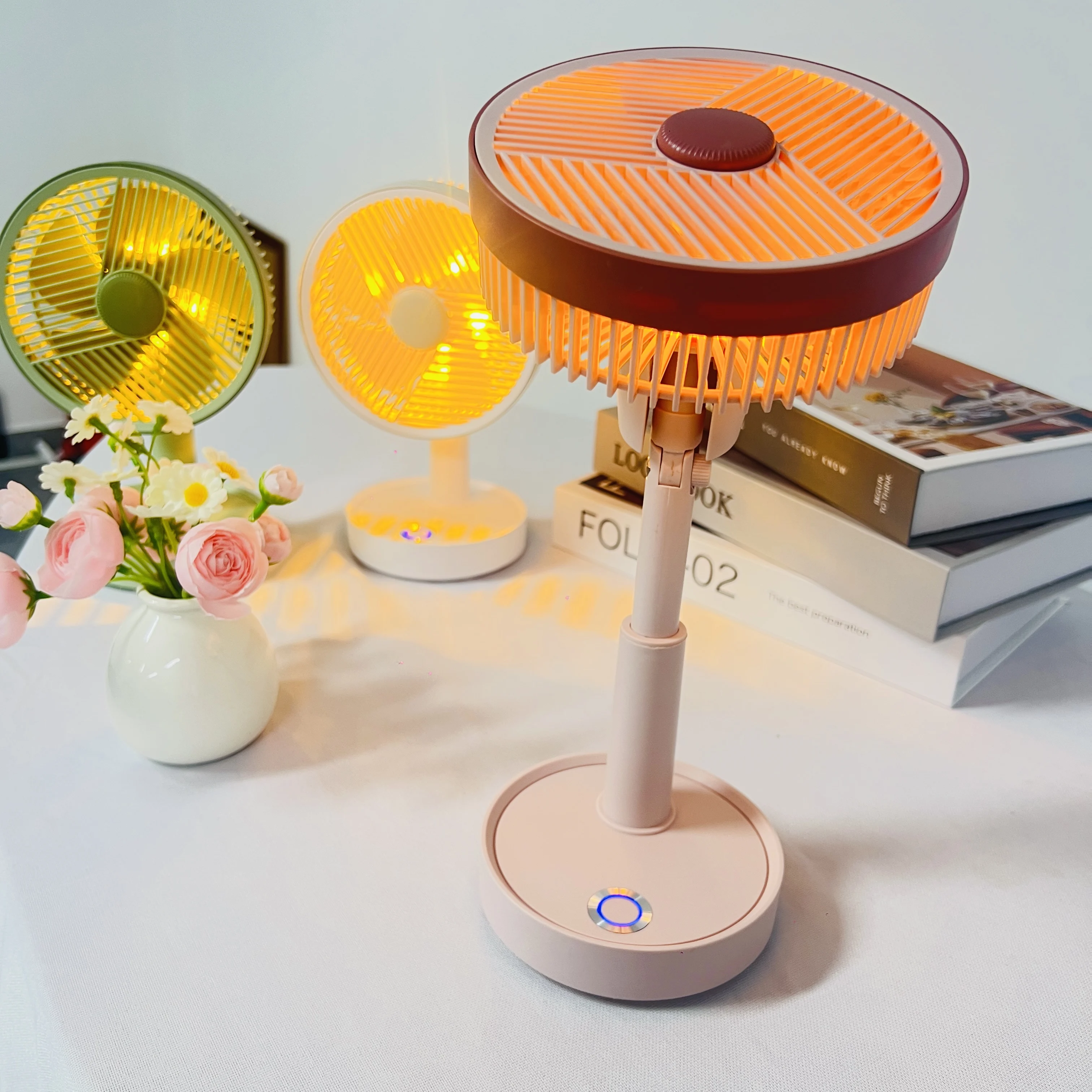 مروحة طاولة YS-2542-USB - 3 أوضاع للرياح، قابلة للتعديل، زر واحد، إضاءة ليلية، قابلة للتمديد، مثالية للطلاب