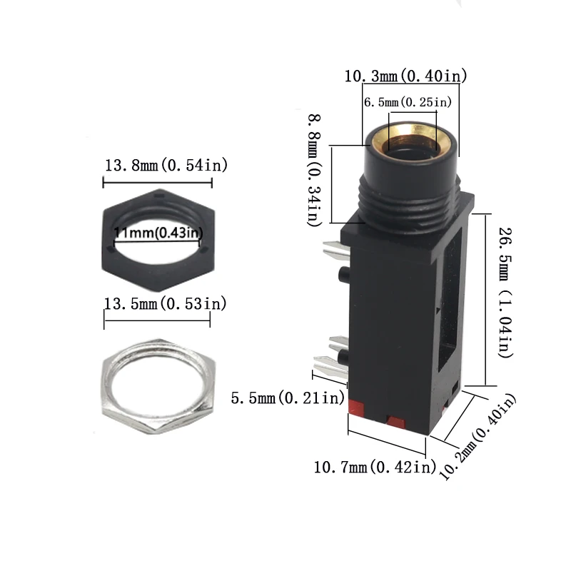 【10-5PCS】Audio Jack 6.35mm 3Pin Mono Audio Stereo Audio Socket Microphone Welding Line For Microphone Socket