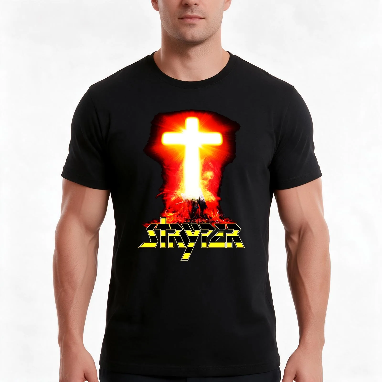 stryper logo christian rock band 90 T-Shirt, Summer Casual Cotton Tee, Oversized Streetwear Tops, Vintage Graphic Print
