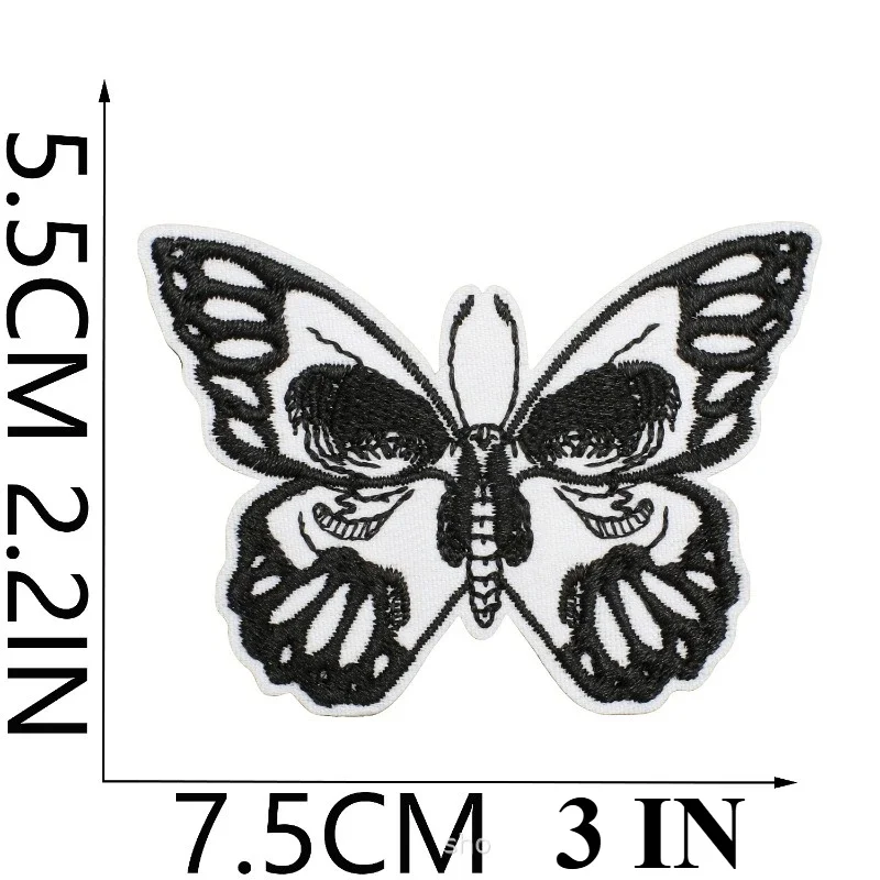 Skull Love Embroidery Cloth Sticker Couple Skull Patch Sticker Romantic Rose Computer Embroidery Label Spider Chapter Boy