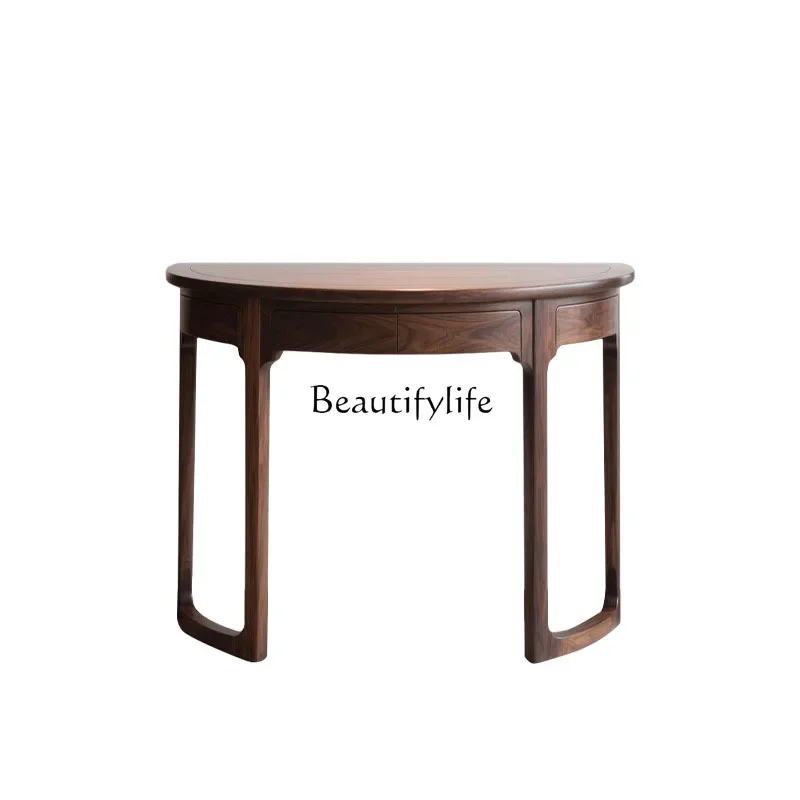

01New Chinese North American black walnut entrance table, minimalist entrance cabinet
