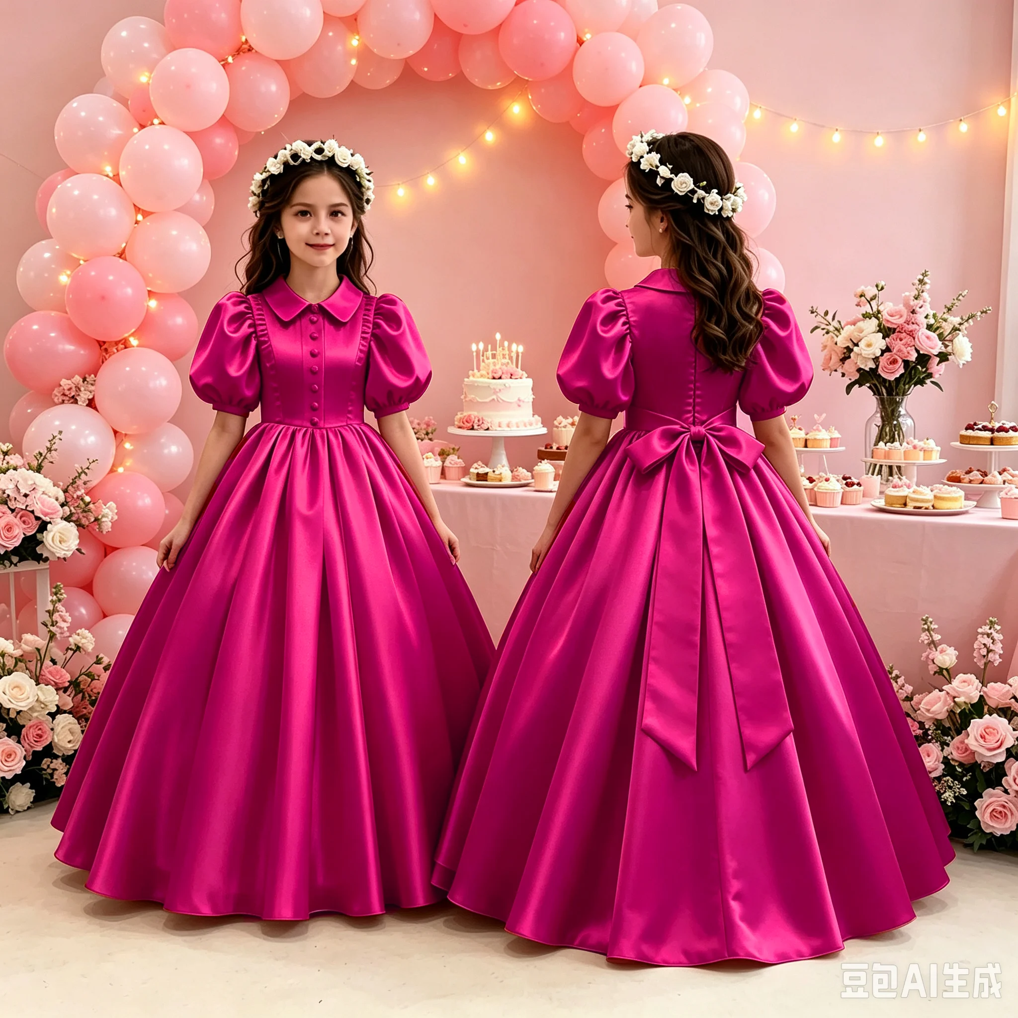 robe-de-demoiselle-d'honneur-personnalisee-pour-tout-petits-col-et-manches-ballon-style-long-en-satin-pour-occasions-formelles-et-fetes-de-mariage