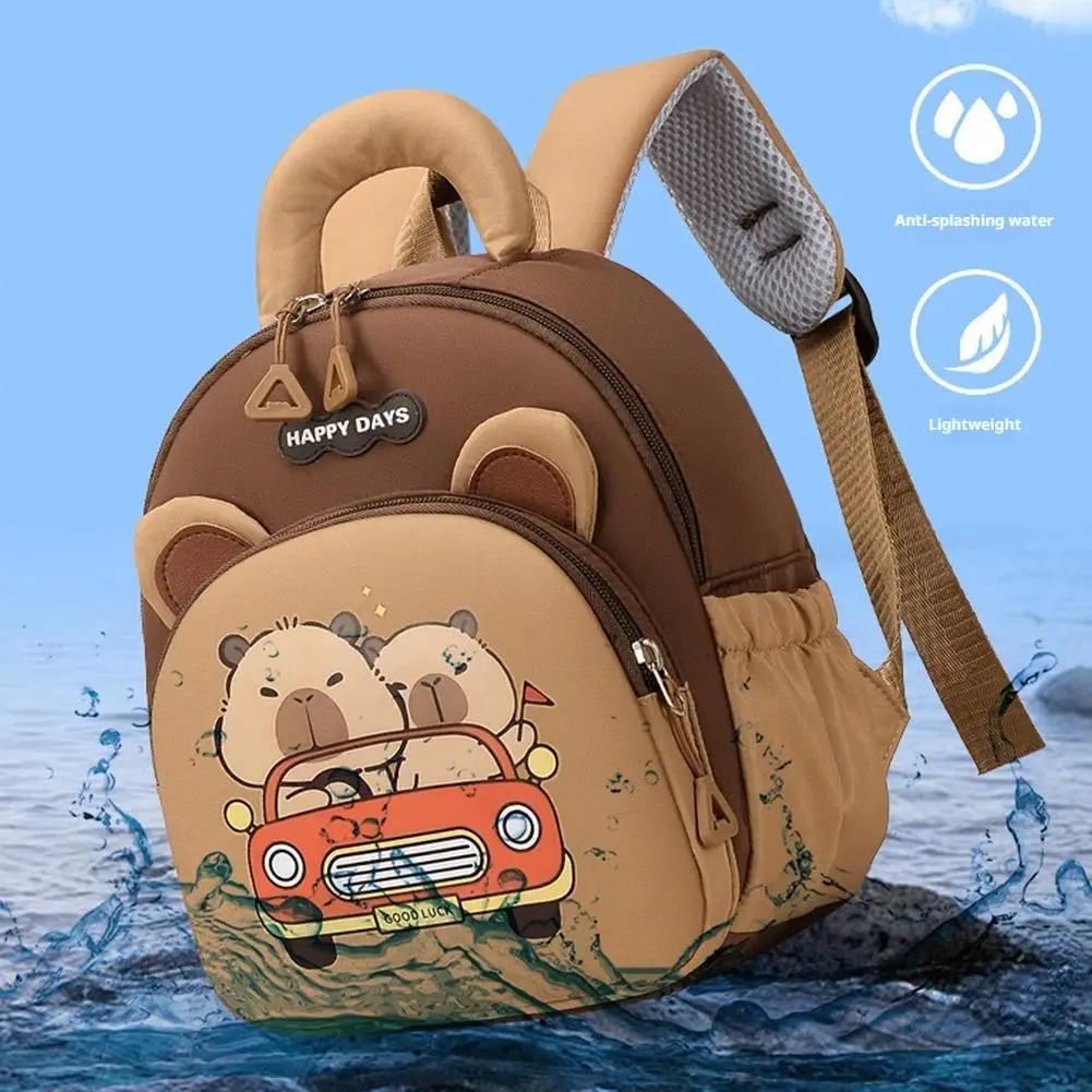 Niedlicher Capybara-Kinderrucksack für den Kindergarten |   Cartoon-Tier-Schultasche für Jungen und Mädchen |   Leichte kleine Büchertasche, wasserdicht