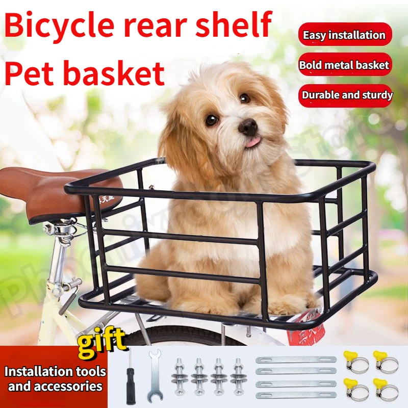 

Bicycle Rear Shelf Basket Bold and Large Vegetable Basket Mountain Bike Rear Pet Basket for Puppies and Cats Bike Accessories