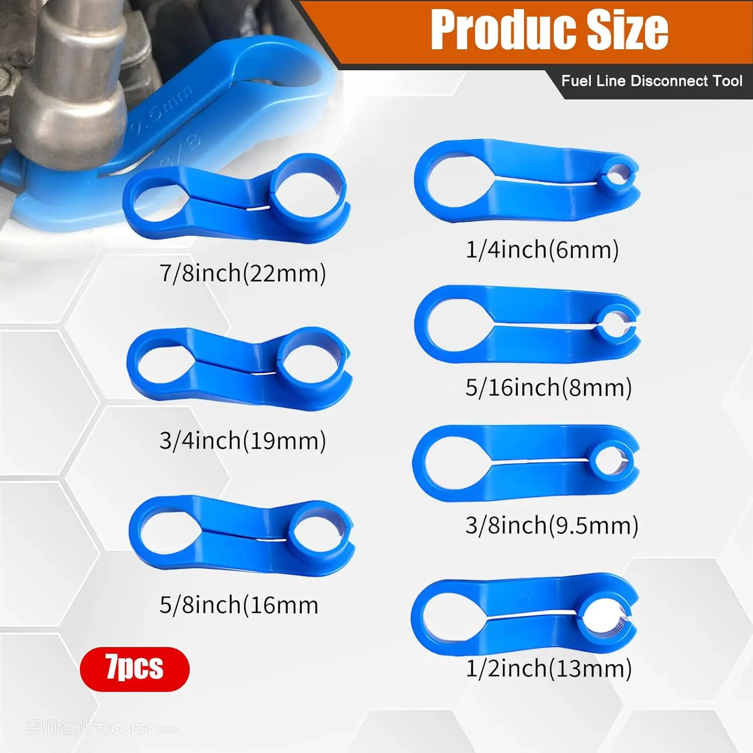 7PCS Fuel Line Disconnect Tool Set 1/4 5/16 3/8 1/2 5/8 3/4 7/8 Inch Fuel Filter Quick Disconnect Removal Tool