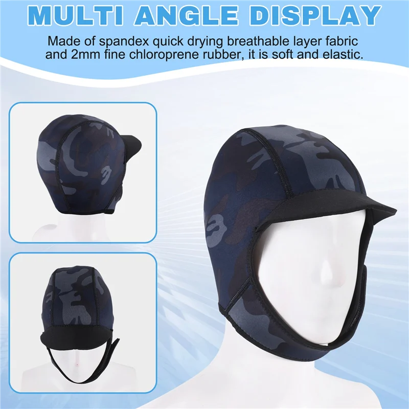 2MM Neoprene Surf Beanie Swim Cap With Chin Strap Adjustable Quick-Drying Diving Cap For Swimming Surfing
