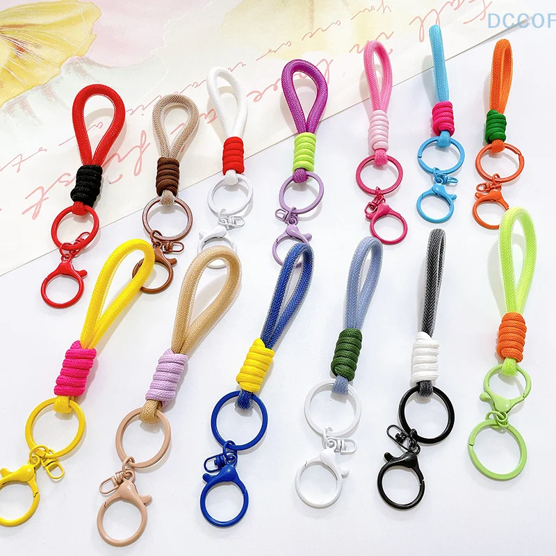 Mesh Lanyard Fluorescent Braid Rope Phone Case Hanging Cord Keychain Bag Pendant Keychain