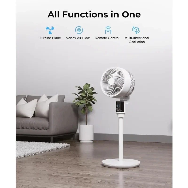 Bedroom Floor Fan with Remote Control Whole Room Air Circulator Swing Silent Suitable for Bedroom Kitchen Home