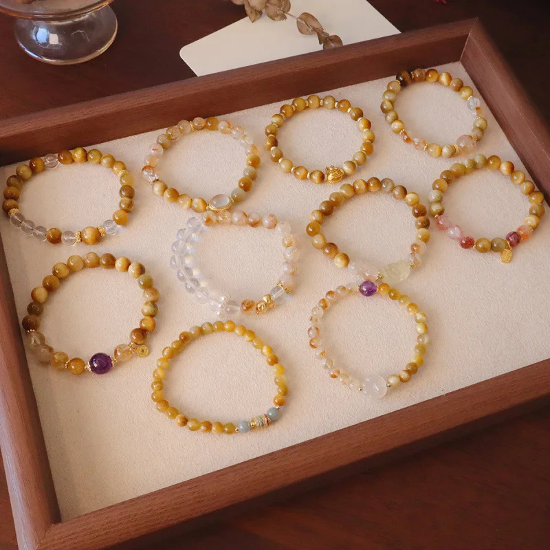 

Natural Gold Tiger Eye Women Yellow Tower Crystal Design Bracelet Wealth Stone Gift For Girlfriend High-End Feel