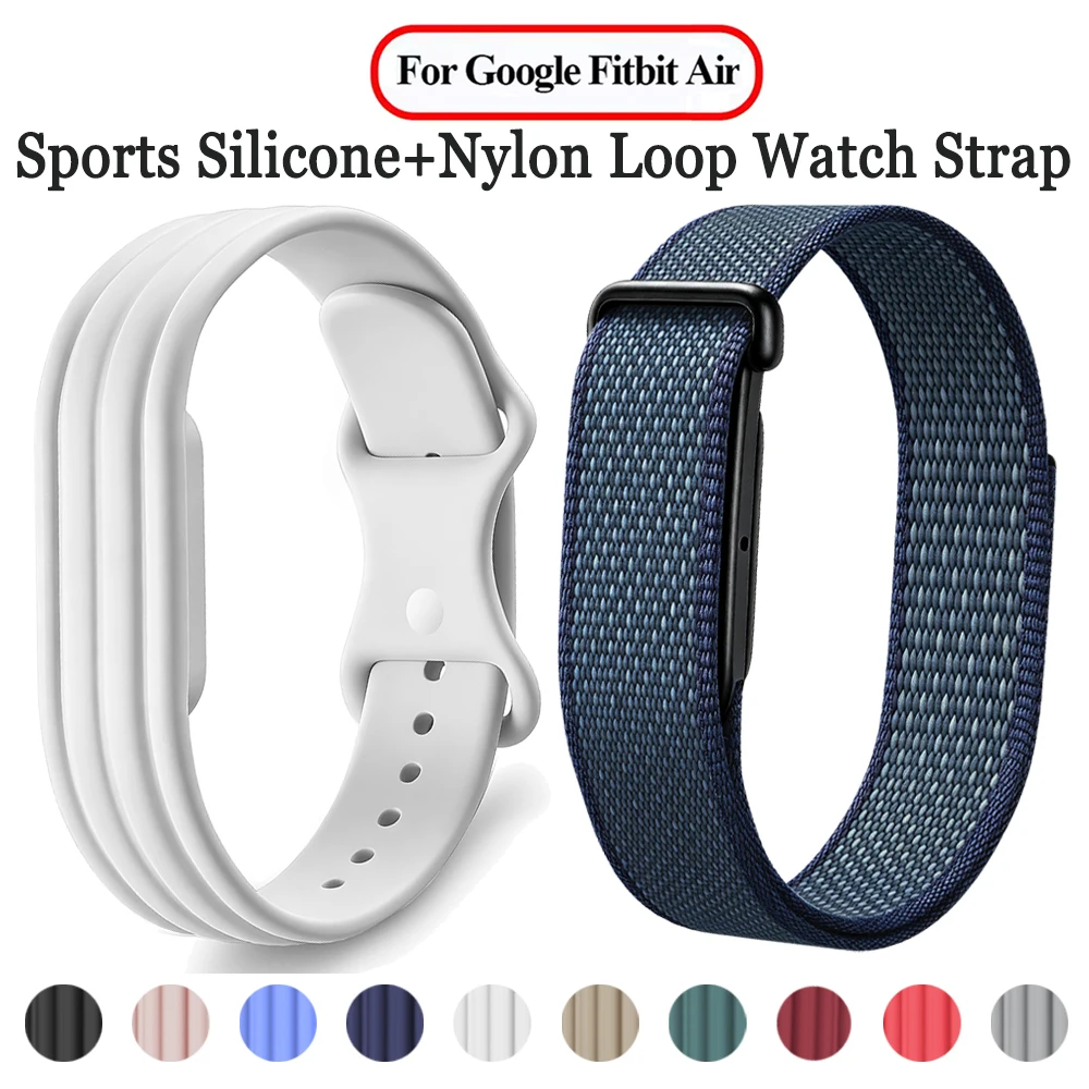for Google Fitbit Air Silicone+Nylon Loop Strap for Fitbit Air Fitness Tracker 1:1 Original Sport WatchBand Bracelet Accessories