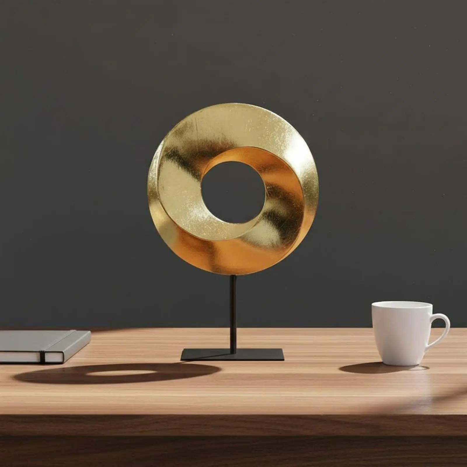 Geometric Tabletop Decor Modern Design Gilded Circle Sculpture Long-Lasting