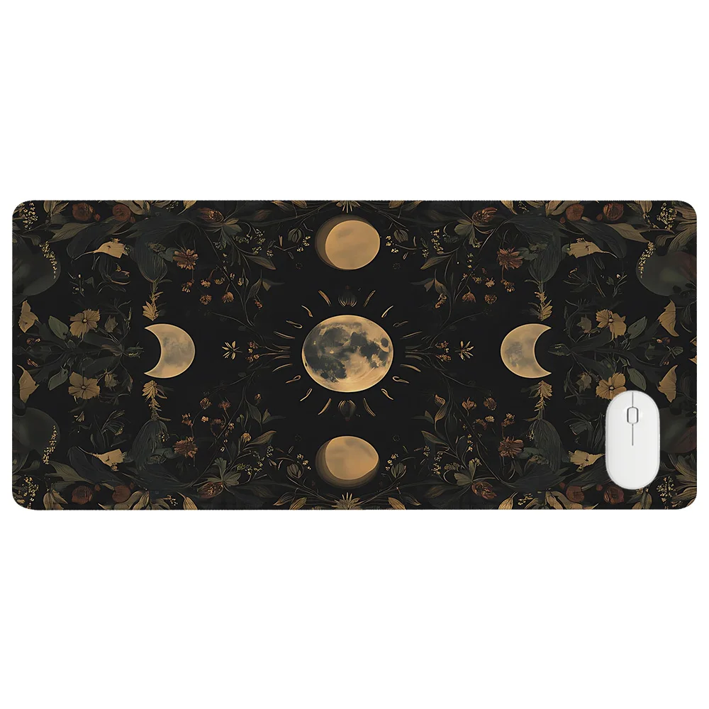 Tarot Card Luna Desk Mat Phases of the Moon Mouse Pad Cottagecore Aesthetic Topper Witchy Vibes Mousepad Earth Tones Laptop Mat