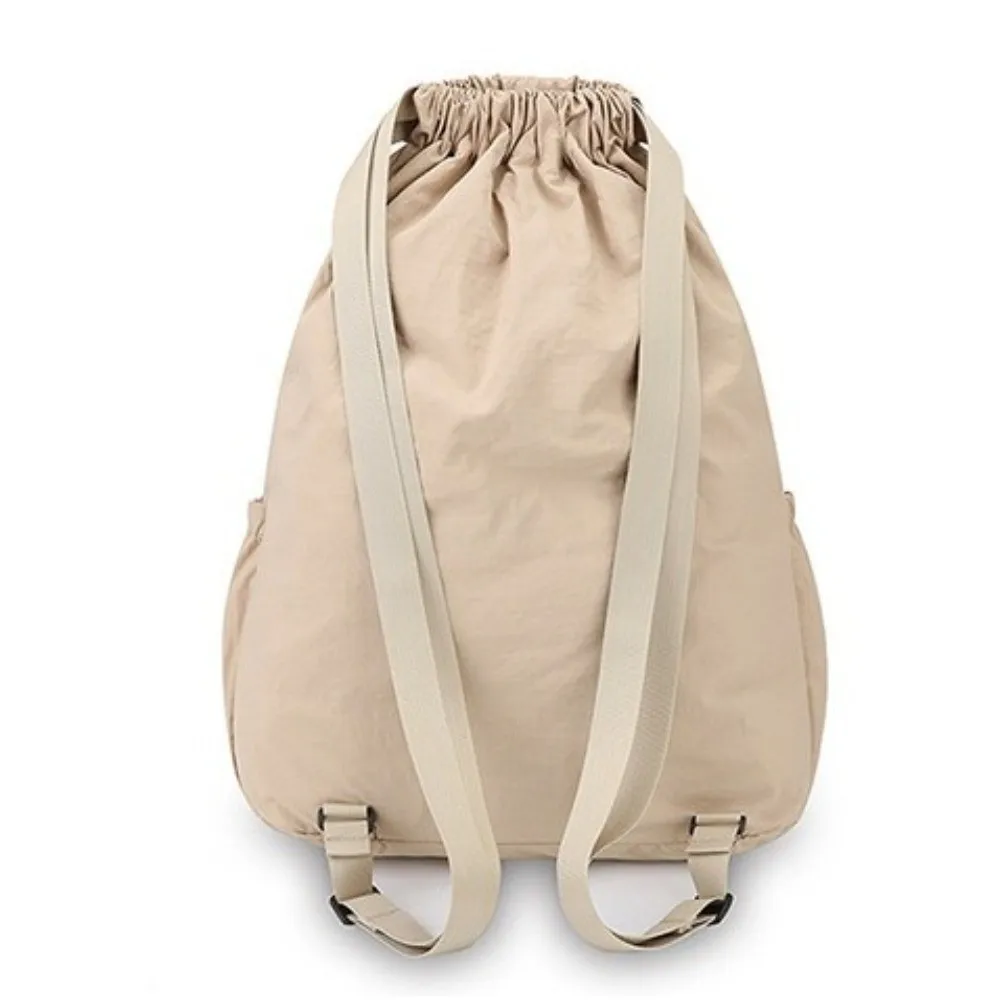 Nylon Oxford Drawstring Backpack Lightweight Solid Color Large Capacity Backpack Drawstring Closure Foldable Backpack