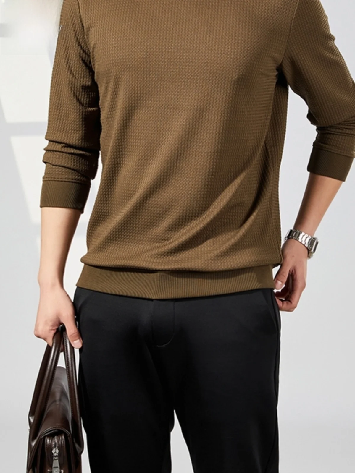 

Мужская шелковая футболка Pierre Cardin с круглым вырезом, повседневная, с длинным рукавом, с вышивкой, весенняя, деловая, повседневная