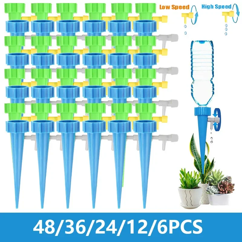 

Plant Self Watering Spikes Kit with Release Control Automatic Drip Irrigation System Garden Adjustable Auto Water Dripper Device