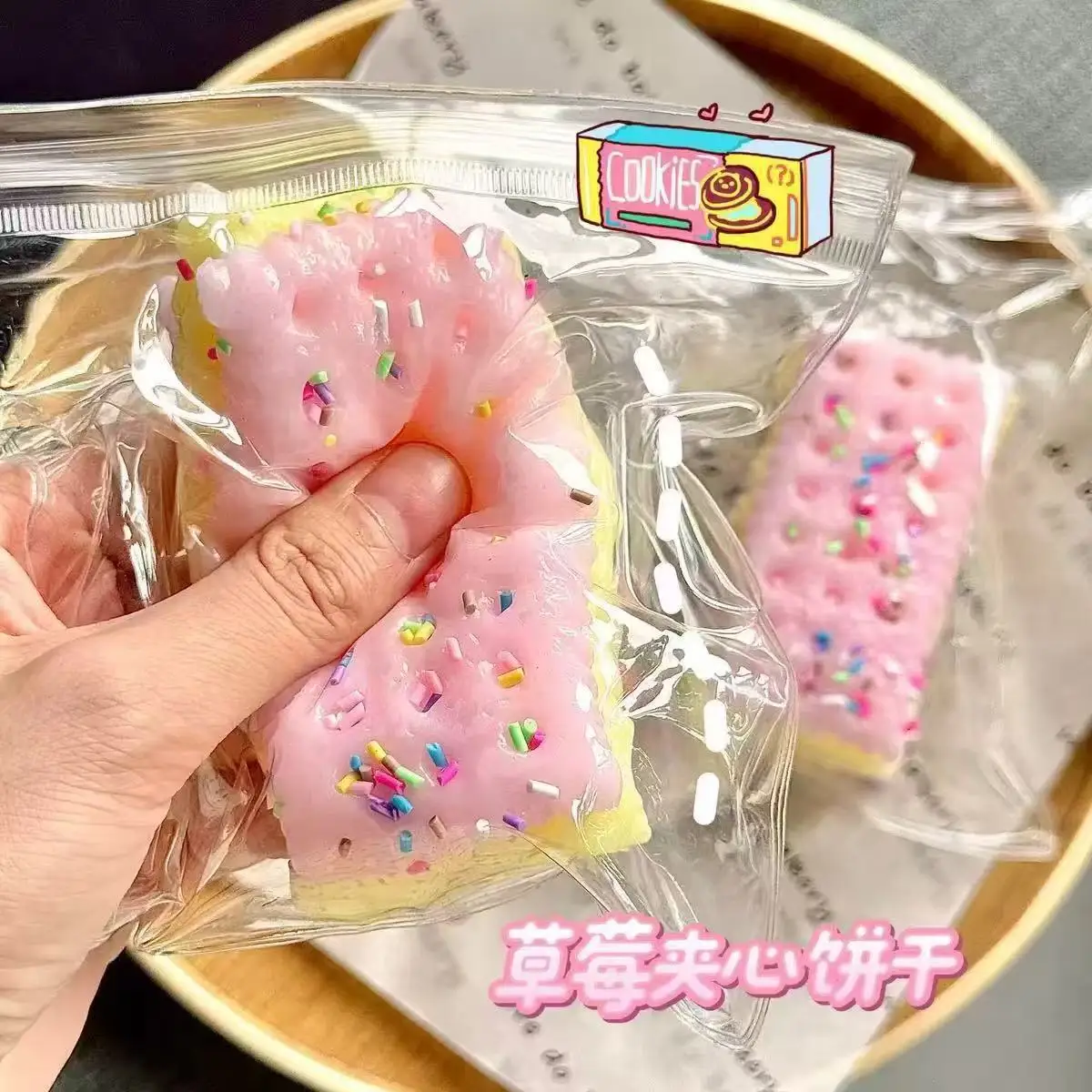 4/12PCS Juguete Antiestrés de Rebote Lento con Forma de Galleta Sándwich de Soda para Jugar y Divertirse
