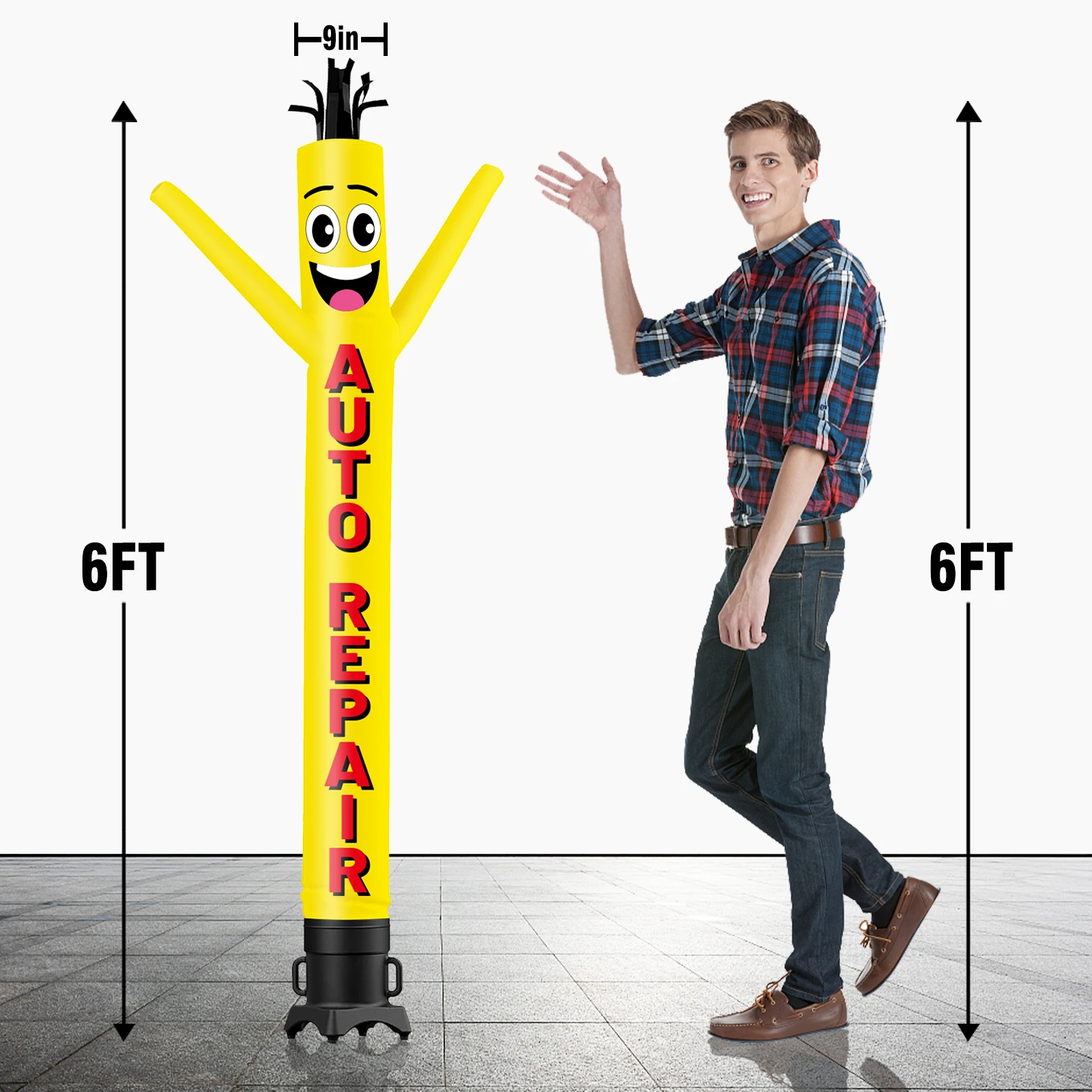 6/10/15/20FT Tall Inflatable Yellow Auto Repair Dancing Guy for Outdoor Decoration Advertising(Blower Not Included)