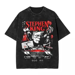 男性と女性のためのstephenグラフィックプリントTシャツ、ウォッシュド半袖ストリートTシャツ、ヒップホップトップス