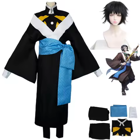 Anime Inatama Kaigaku Cosplay Costume Japanese Kimono Style Bathrobe Cloak Cummerbund Wig Adult Man Woman Halloween Suit