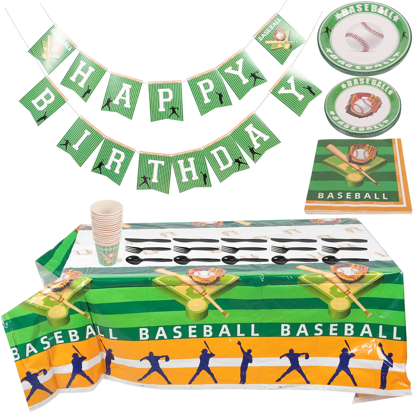 

Baseball Tableware Set Themed Birthday Party Paper Plates Giant Dinnerware Plastic Unique Kit
