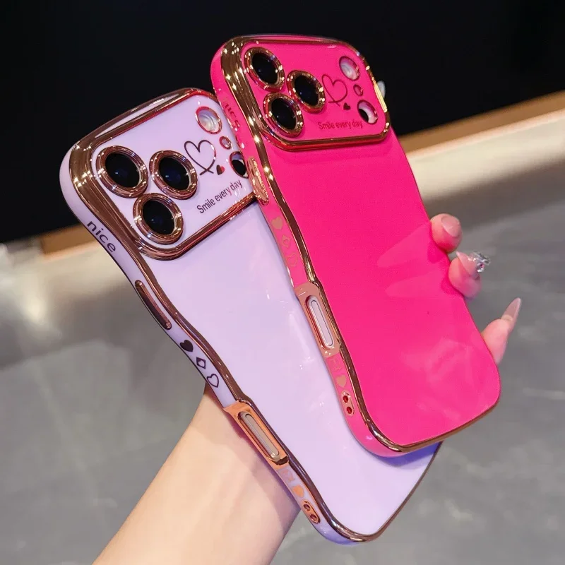Galvanik-Seiten-Liebes-Handyhülle für iPhone 17 Pro Max 17 Air 16 15 14 Plus 13 12 11 Pro Max, stoßfester Stoßfänger