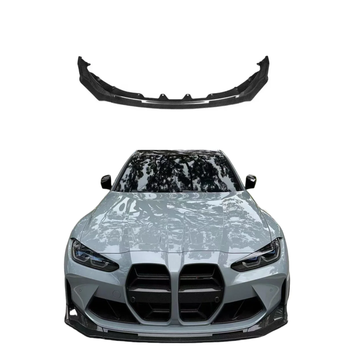 3 Pcs V Style Carbon Fiber Front Bumper Lip For BMW G80 G82 M3 M4 Competition 2021+