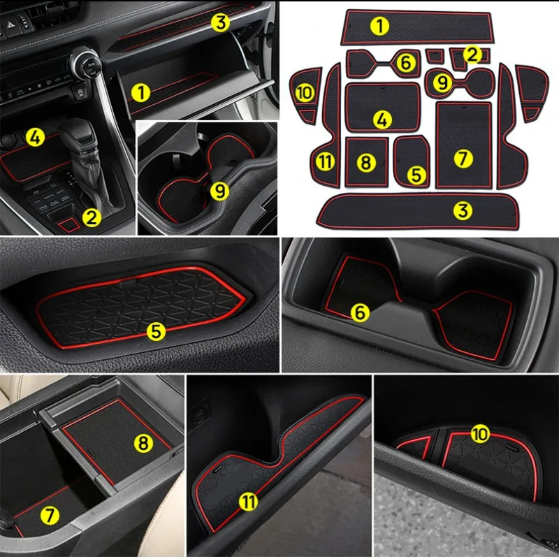 For Toyota RAV4 XA50 2019 2020 2021 2022 2023 RAV 4 Hybrid Car Non-Slip Mat Door Groove Pad Gate Slot Cup Car Accessories