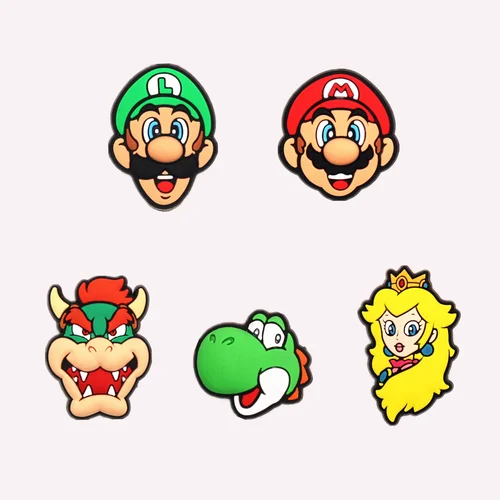 1 Uds. MINISO lindos dijes de zapatos de Mario para sandalias deslizantes decoraciones de zapatos de PVC accesorios de zuecos para regalo de recuerdo de cumpleaños de Navidad