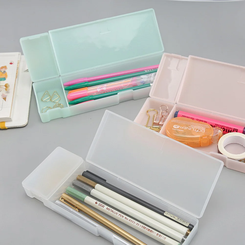 

Plastic Pencil Box Large Durable Translucent Case for School Office 21x7x2.5cm White Stationery Holder Pencil Case