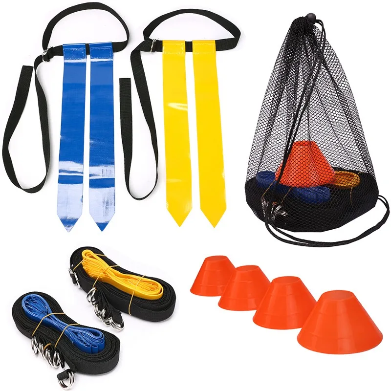 Cinto de Fivela De Treinamento De Jogo De Futebol Americano, Rugby ajustável Bandeira Tag, Cintura Strap Set, Cones De Treinamento De Futebol Equipamento Disco