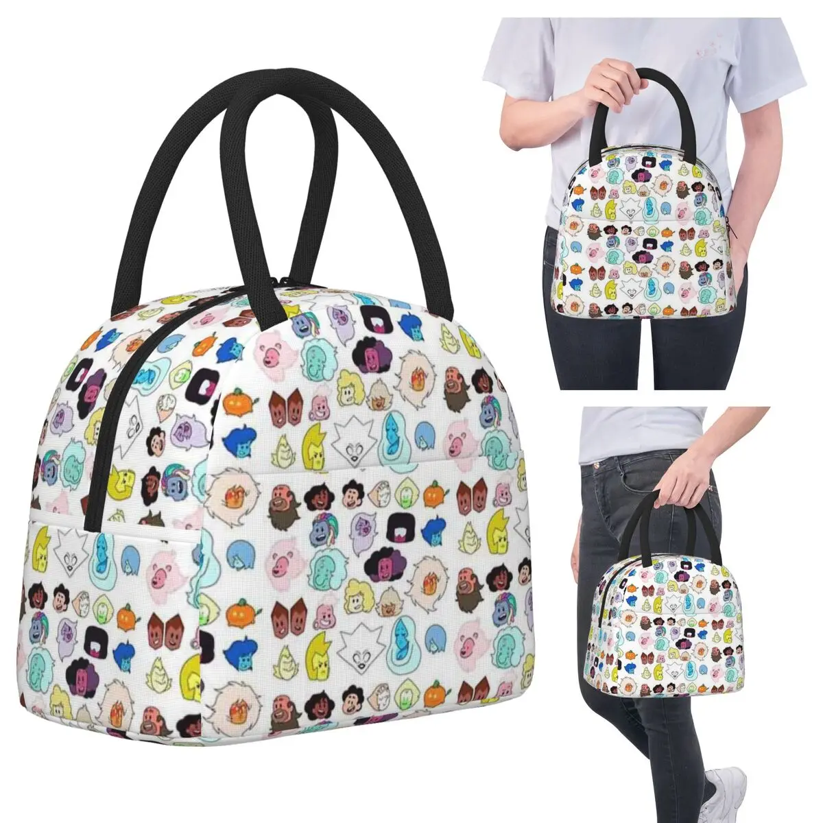 

Steven Universe Heads Lunch Bags Insulated Bento Box Waterproof Lunch Tote Leakproof Picnic Bags Cooler Bag for Woman Kids Work