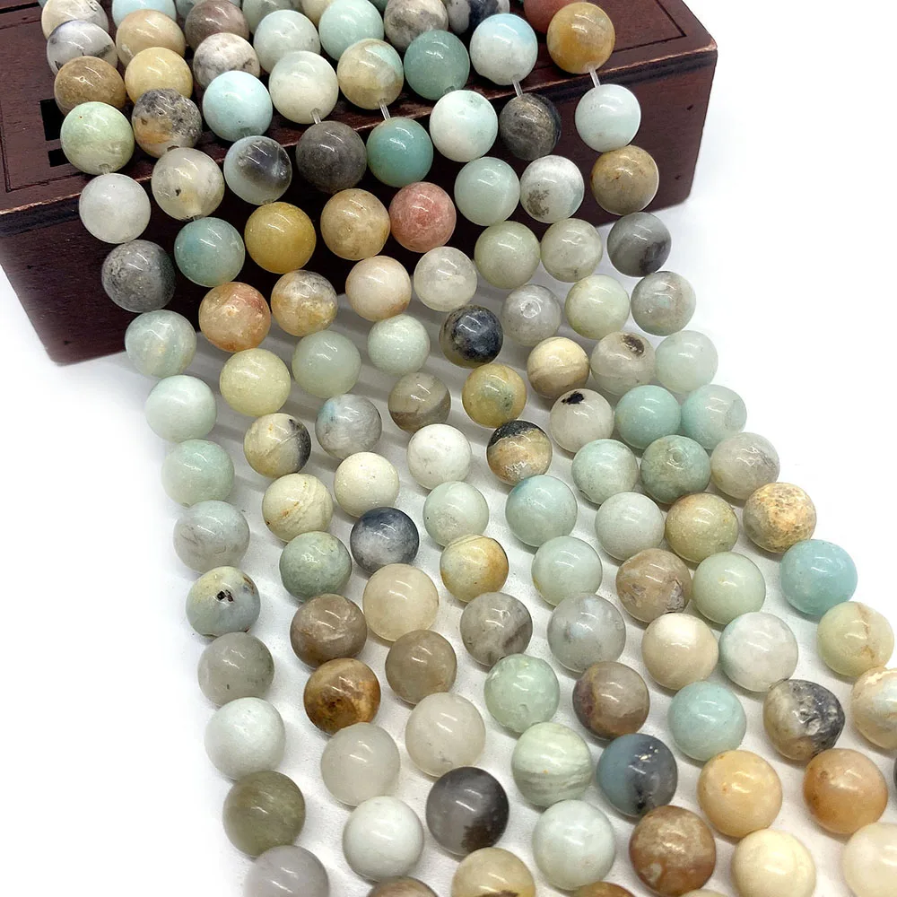 

6/8/10mm Natual Amazonite Round Polished Loose Bead Accessory 1 Strand For DIY Making Fashion Necklace Bracelet Jewelry
