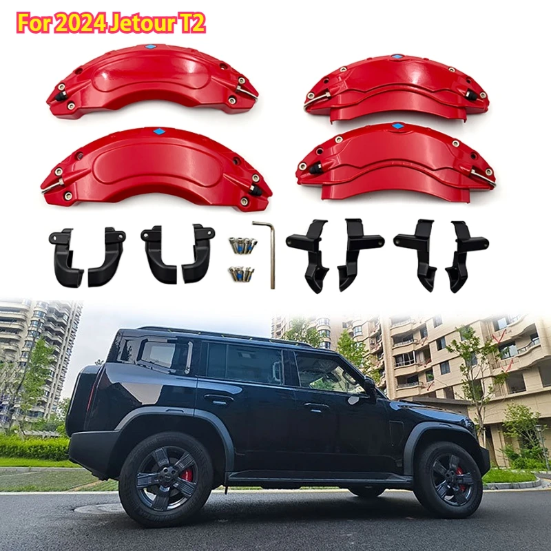 

4Pcs Front Rear Brake Caliper Cover Wheel Hub Modification for 2024 Jetour T2 Aluminum Metal